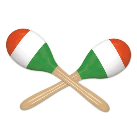 Club Pack of 12 Fun and Festive Italian Red, White and Green Maraca Party Favor Noise Makers 8"