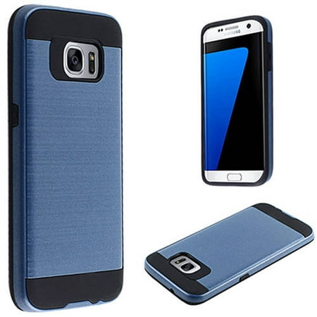 [해외] MUNDAZE Mundaze Blue Brushed Metal Double layer Case Cover for Samsung Galaxy S7 edge