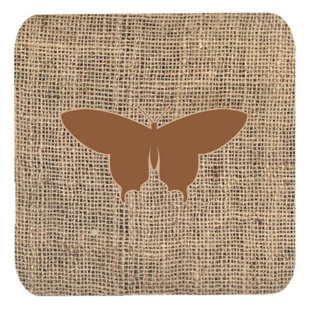 Butterfly Burlap and Brown Foam Coasters Set - 4