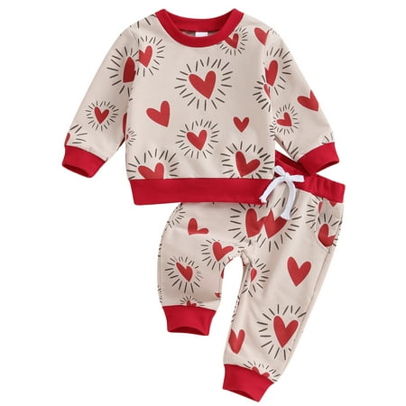 Wallarenear Valentines Day Baby Girls Outfits Love Heart Print Pullover Tops Sweatpants
Wallarenear Valentines Day Baby Girls Outfits Love Heart Print Pullover Tops Sweatpants