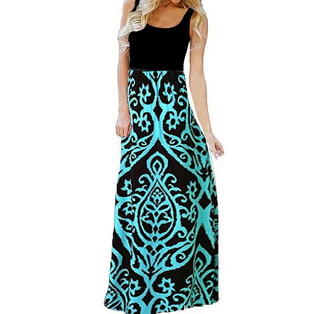 Multitrust Women Summer Ethnic Pattern Beach Party Maxi Bodycon Dress Short Sleeve Plus Size
