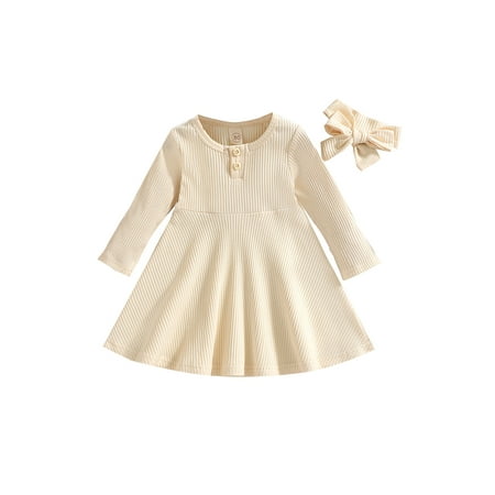 Jkerther Toddler Baby Girls Ribbed Knitted Dress Solid Color Long Sleeve A Line Dress+ Headband Fall Winter Dress
Jkerther Toddler Baby Girls Ribbed Knitted Dress Solid Color Long Sleeve A Line Dress+ Headband Fall Winter Dress