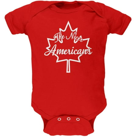 Canada The Nicer Americans Soft Baby One Piece Red 12-18 M