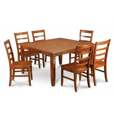 PARF9-SBR-W 9 Piece dining table set for 8 Square table with Leaf along with 8 dining chairs