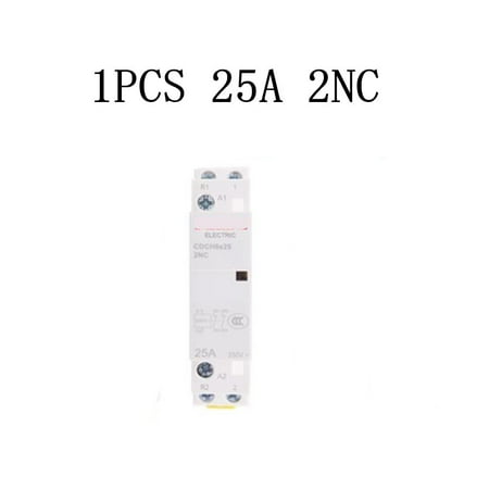 BCLONG 1PCS 2 Pole 4 Pole 25 Amp NO/NC/NO+NC ACContactor Normally Open DIN Rail