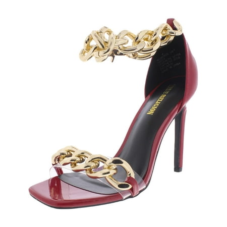True Religion Milagros Women s Faux Leather Chain Trim Dress Sandals