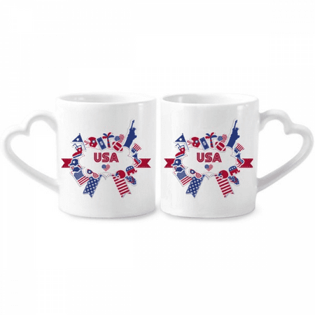 USA Flag Independence Day Celebration Couple Porcelain Mug Set Cerac Lover Cup Heart Handle
USA Flag Independence Day Celebration Couple Porcelain Mug Set Cerac Lover Cup Heart Handle