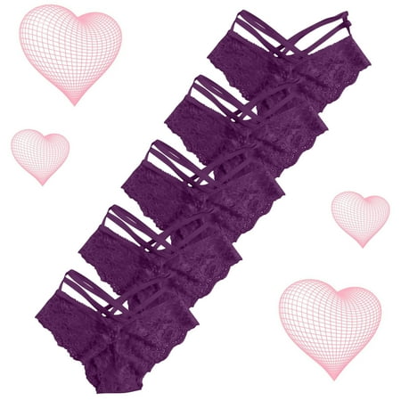 Uorcsa Silky Lace Ladies Women Underwear Underpants Purple