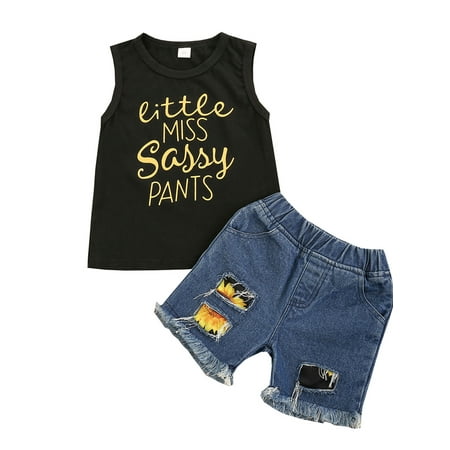 ZIYIXIN Kids Baby Girls Causal Clothes 2pcs Letter Printed Sleeveless Vest Tops Denim Shorts Sets Black 1-2 Years
ZIYIXIN Kids Baby Girls Causal Clothes 2pcs Letter Printed Sleeveless Vest Tops Denim Shorts Sets Black 1-2 Years
