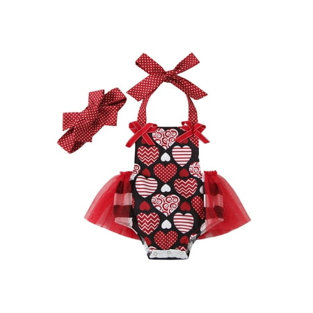 HOANSELAY Baby Girls Valentine’s Day Outfits Love Heart Print Ruffle Tulle Halter Romper with Headband Set
HOANSELAY Baby Girls Valentine’s Day Outfits Love Heart Print Ruffle Tulle Halter Romper with Headband Set