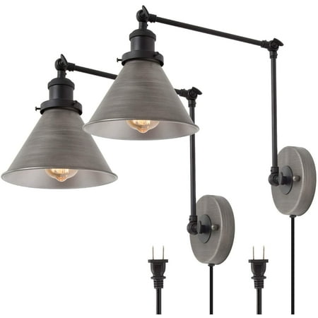 GEDUBIUBOO Swing Arm Wall Lamp Modern Plug in Wall Sconce Hardwired Adjustable Farmhouse Wall Light Fixture Brushed Antique Silver (2 Pack)
GEDUBIUBOO Swing Arm Wall Lamp Modern Plug in Wall Sconce Hardwired Adjustable Farmhouse Wall Light Fixture Brushed Antique Silver (2 Pack)