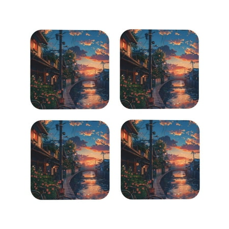 Tideii Twilight Canal Reflection for Leather Coasters 4 Pieces Anti-fouling and Anti-scalding Decorative Coasters Suitable for Restaurants Kitchens Coffee Shops-Square
Tideii Twilight Canal Reflection for Leather Coasters 4 Pieces Anti-fouling and Anti-scalding Decorative Coasters Suitable for Restaurants Kitchens Coffee Shops-Square