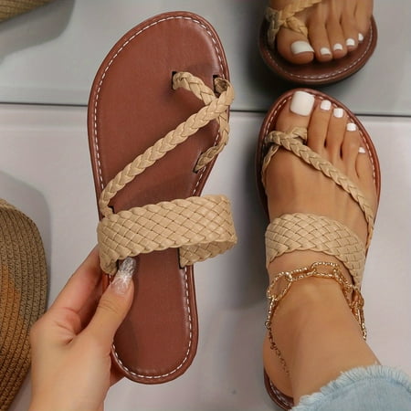 Women s Flat Slide Sandals Toe Loop Braided Band Slip On Shoes Casual Beach Slides
Women s Flat Slide Sandals Toe Loop Braided Band Slip On Shoes Casual Beach Slides