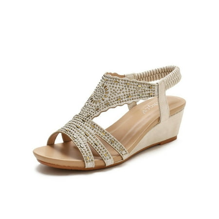 Summer Wedge Sandals for Women Bohemia Elastic Ankle Strap Open Toe Sandals Rhinestone Platform Shoes Sandal
Summer Wedge Sandals for Women Bohemia Elastic Ankle Strap Open Toe Sandals Rhinestone Platform Shoes Sandal