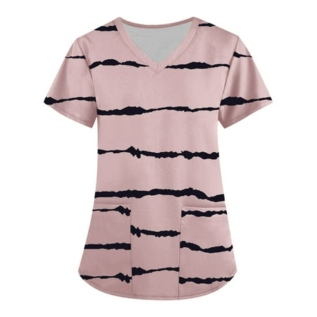 CHMORA V-Neck Womens Scrubs Top Workwear Originals with Rib-Knit Back Panels