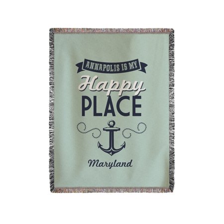 Maryland - Annapolis is My Happy Place - Lantern Press Artwork (60x80 Woven Chenille Yarn Blanket)
