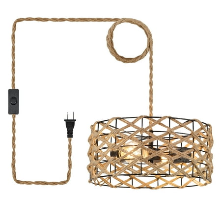 Q&S 2 Light Plug in Pendant Light Boho Woven Hanging Lamp with 14.8FT Hemp Rope Cord
Q&S 2 Light Plug in Pendant Light Boho Woven Hanging Lamp with 14.8FT Hemp Rope Cord