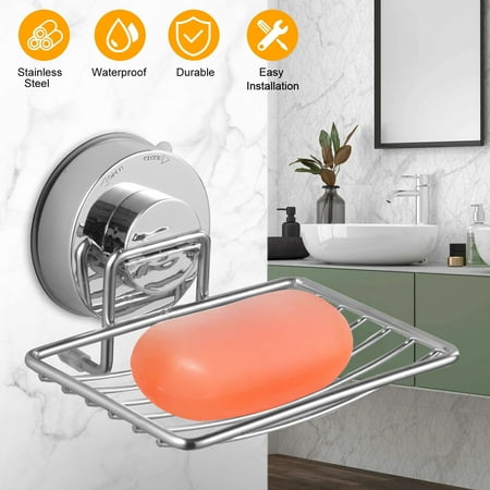 Stainless Steel So Dishes Wall Mounted Suction Holder Bathroom Basket Storage