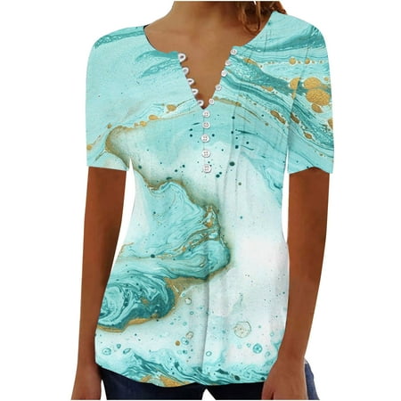 RKZDSR Womens Short Sleeve Tshirts Clearance Sales Shirts Button V Neck Landscape Print Tops Soft Cozy Cotton Shirts Plus Size Regular Fit Blouses Funny Cute Graphic Scrub Tops Tees Sky Blue M
RKZDSR Womens Short Sleeve Tshirts Clearance Sales Shirts Button V Neck Landscape Print Tops Soft Cozy Cotton Shirts Plus Size Regular Fit Blouses Funny Cute Graphic Scrub Tops Tees Sky Blue M
