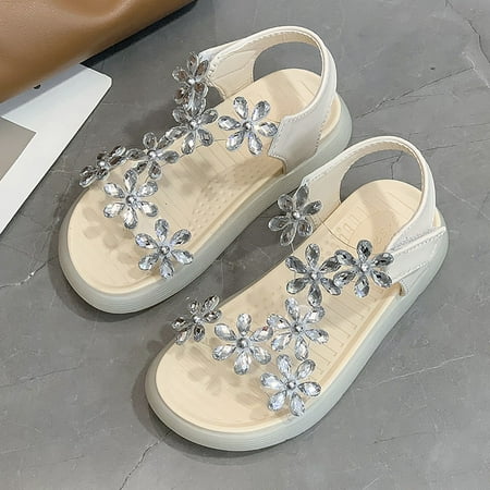 Children s Women s Shoes Leisure Flowers Crystal Sandals Princess Shoes