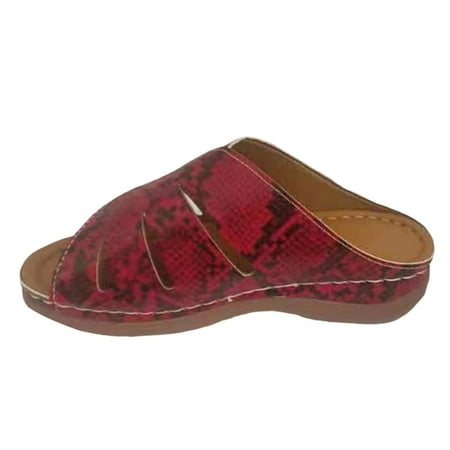 Quealent Adult Women Sandal Women s Sandals Lady Sandals New Women s Casual Sandalsfashion Casual Women s Sandals Flat Fit Flops Sandals for Women Red 6.5