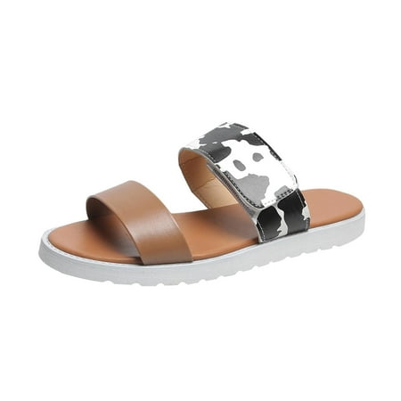 Rdeuod Sandals Women Women S Ladies Fashion Casual Leopard Shoes Outdoor Flat Heels Wide For