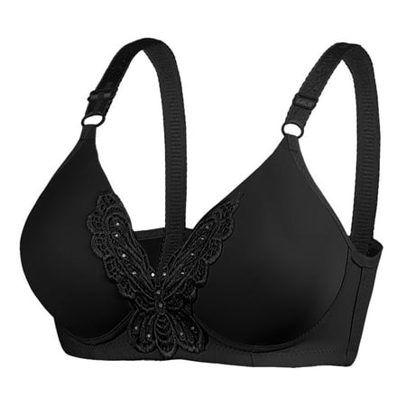njshnmn Comfort Lace Bra Lace Bandeau Bra with Straps Black 40