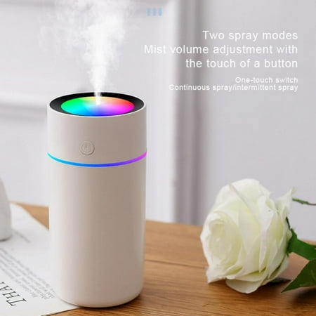 Mini Humidifiers with LED Night Light USB Mist Humidifiers for Car Office Room Bedroom 32db Quiet Ultrasonic Humidifiers Portable Diffuser for Essential Oils White