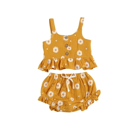 TheFound Summer Lovely Infant Kids Girls Clothes 2pcs Sunflowers Print Sleeveless Single Breasted Vest Tops Shorts Sets
TheFound Summer Lovely Infant Kids Girls Clothes 2pcs Sunflowers Print Sleeveless Single Breasted Vest Tops Shorts Sets