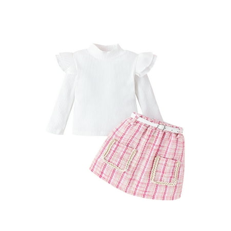 Bagilaanoe 2Pcs Toddler Baby Girls Fall Clothes Long Sleeve Turtleneck T-shirt Tops + Plaid Skirts with Belt 6M 12M 24M 3T 4T 5T Kids Casual Skirt Set
Bagilaanoe 2Pcs Toddler Baby Girls Fall Clothes Long Sleeve Turtleneck T-shirt Tops + Plaid Skirts with Belt 6M 12M 24M 3T 4T 5T Kids Casual Skirt Set