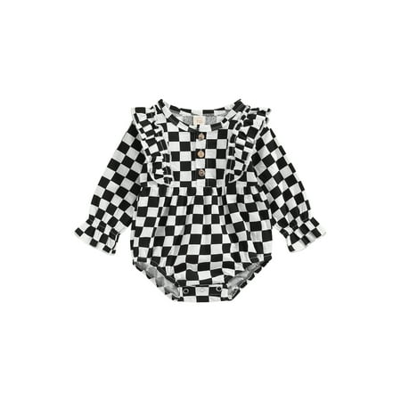 Qmyliery Baby Boys Girls Long Sleeve Rompers 0-24 Months Front Buttons Closure Plaid Pattern Loose Bodysuit
Qmyliery Baby Boys Girls Long Sleeve Rompers 0-24 Months Front Buttons Closure Plaid Pattern Loose Bodysuit