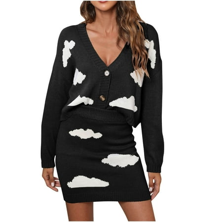 Ziloco Women s White Cloud Three-button Cardigan Bag Hip Skirt Long-sleeved Sweater Two-piece Suit Set scrub sets for woman Black L
Ziloco Women s White Cloud Three-button Cardigan Bag Hip Skirt Long-sleeved Sweater Two-piece Suit Set scrub sets for woman Black L