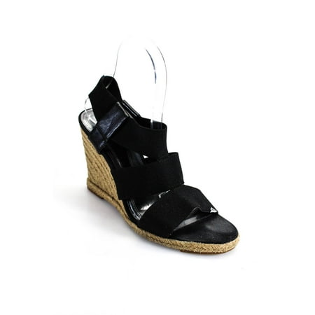 Pre-owned|Tahari Womens Slingbacks Wedge Espadrille Sandals Black Size 8