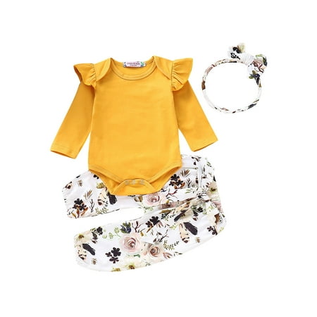 IZhansean Infant Baby Girls Long Sleeve Romper Bodysuit Floral Pants 3PCS Outfits Clothes Yellow 12-18 Months
IZhansean Infant Baby Girls Long Sleeve Romper Bodysuit Floral Pants 3PCS Outfits Clothes Yellow 12-18 Months