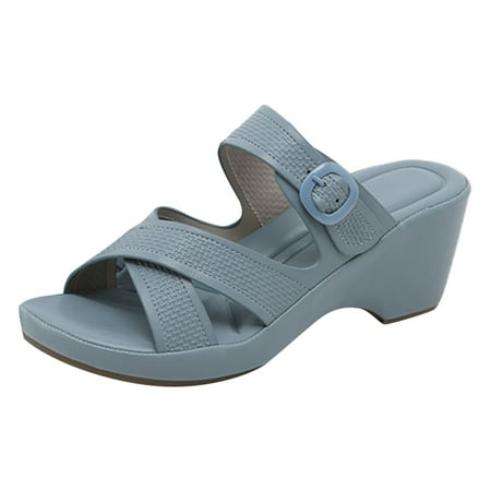 CLZOUD Platform Sandals for Women Blue Women Sandals Fashion Summer New Pattern Solid Color Simple Comfort Wedge Heel Lightweight Slip On Shoes 39
CLZOUD Platform Sandals for Women Blue Women Sandals Fashion Summer New Pattern Solid Color Simple Comfort Wedge Heel Lightweight Slip On Shoes 39