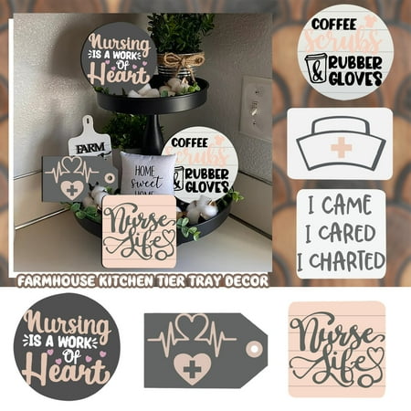KEVCHE 6PC Nurses Day Family Tiered Tray Decor Wooden Wood Decor Home Crafts Multicolor (Tray No Include)
KEVCHE 6PC Nurses Day Family Tiered Tray Decor Wooden Wood Decor Home Crafts Multicolor (Tray No Include)