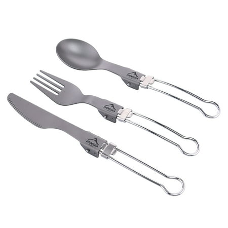 3Pcs Portable Folding Utensil Set Foldable Fork Knife Spoon Camping Cutlery Kit