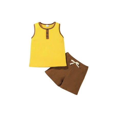 Suanret 2PCS Toddler Kids Streetwear Set Summer Boys Contrast Color Round Neck Sleeveless Tops Shorts Yellow 3 Years
Suanret 2PCS Toddler Kids Streetwear Set Summer Boys Contrast Color Round Neck Sleeveless Tops Shorts Yellow 3 Years