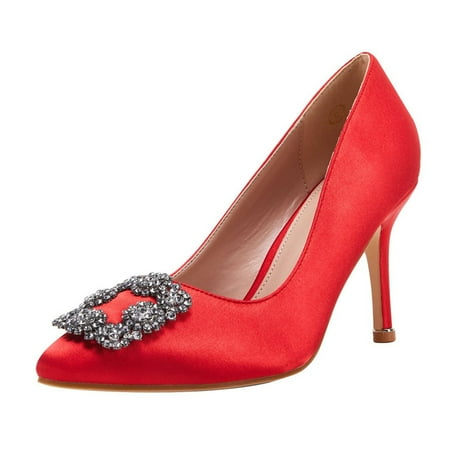 Women‘s Pointed Toe High Heels Rhinestone Buckle Decor Stiletto Pumps Classic Party & Wedding Shoes
Women‘s Pointed Toe High Heels Rhinestone Buckle Decor Stiletto Pumps Classic Party & Wedding Shoes