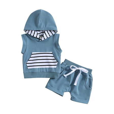 Suanret 2Pcs Toddler Baby Boys Vest Shorts Outfits Clothes Hooded Sleeveless Stripe Tank Tops Shorts Clothes Blue 18-24 Months
Suanret 2Pcs Toddler Baby Boys Vest Shorts Outfits Clothes Hooded Sleeveless Stripe Tank Tops Shorts Clothes Blue 18-24 Months