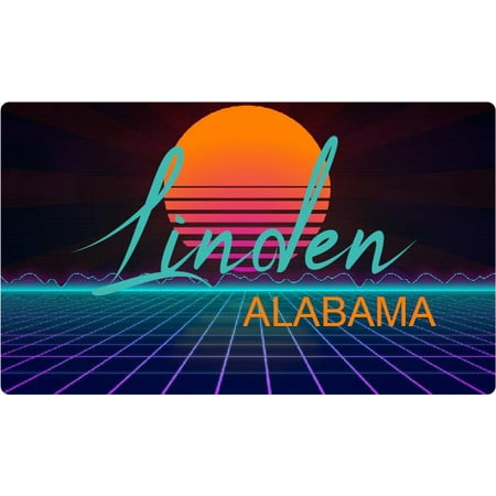 Linden Alabama 4 X 2.25-Inch Fridge Magnet Retro Neon Design