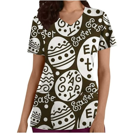 jsaierl Women s Easter Scrub Top Bunny Eggs Easter Print Top Short Sleeve Cute T-shirt V Neck Soft Nursing Working Uniform Easter Gift for Women
jsaierl Women s Easter Scrub Top Bunny Eggs Easter Print Top Short Sleeve Cute T-shirt V Neck Soft Nursing Working Uniform Easter Gift for Women
