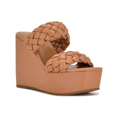 Nine West Womens Nessie Wedge Slip On Platform Sandals