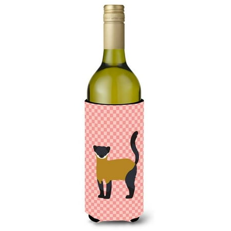 Yellow-Throated Marten Pink Check Wine Bottle Beverge Insulator Hugger
