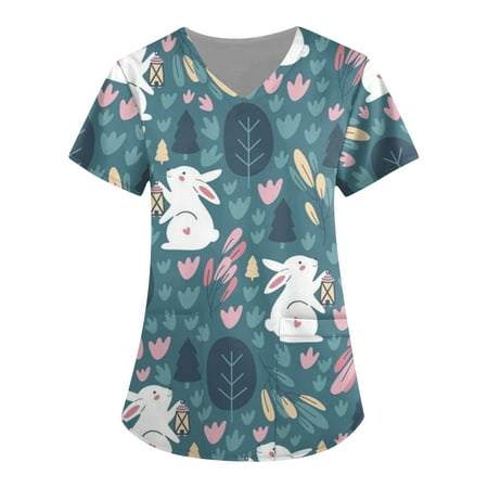 QAZXD Easter Scrub Tops for Women Eggs Bunny Print V Neck Short Sleeve Medical Scrub Shirts Top Working Uniform Wear With Pockets 4XL
QAZXD Easter Scrub Tops for Women Eggs Bunny Print V Neck Short Sleeve Medical Scrub Shirts Top Working Uniform Wear With Pockets 4XL