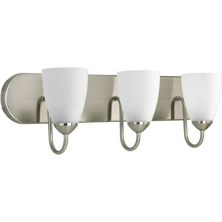 Gather Collection Three-Light Brushed Nickel Etched Glass Traditional Bath Vanity Light
Gather Collection Three-Light Brushed Nickel Etched Glass Traditional Bath Vanity Light