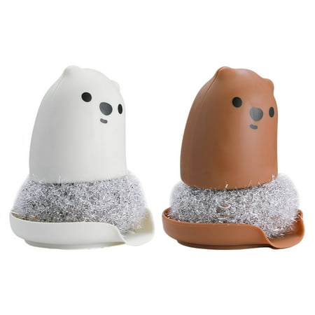 2PCS Home Kitchen Cleaning Brushes Cartoon Fun Little Bear Pot Dish Brushes Bowl Brushes