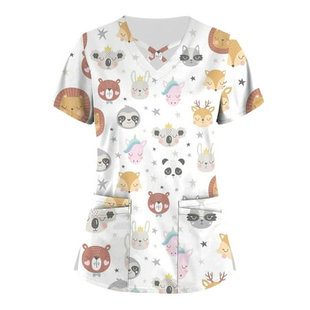 UDAXB Womens Shirts Plus Size Cute Printed Scrub Working Uniform Tops For Women Cross V-Neck Short Sleeve Fun T-Shirts Workwear Tee With Pockets Brown L
UDAXB Womens Shirts Plus Size Cute Printed Scrub Working Uniform Tops For Women Cross V-Neck Short Sleeve Fun T-Shirts Workwear Tee With Pockets Brown L