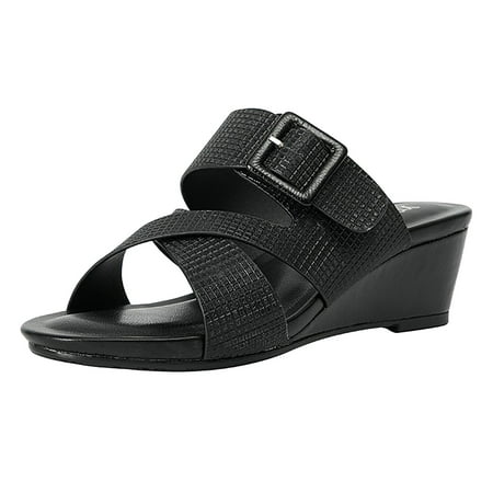 Youmylove Women Slide Slippers Fashion Summer Wedge Heel Middle Heel Slip On Open Toe Slip On Breathable Buckle Solid Color Casual Style Comfort Cozy Leisure Daily Walking
Youmylove Women Slide Slippers Fashion Summer Wedge Heel Middle Heel Slip On Open Toe Slip On Breathable Buckle Solid Color Casual Style Comfort Cozy Leisure Daily Walking