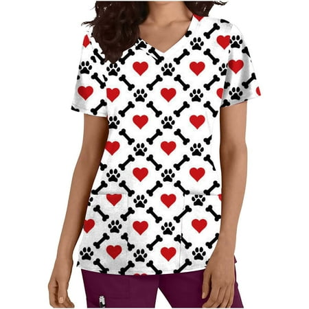 REORIAFEE Working Uniforms for Women Love Heart Print Scrub Tops Short Sleeve V-Neck Tops Valentine s Day Pockets Blouse Nursing Uniform White XL
REORIAFEE Working Uniforms for Women Love Heart Print Scrub Tops Short Sleeve V-Neck Tops Valentine s Day Pockets Blouse Nursing Uniform White XL